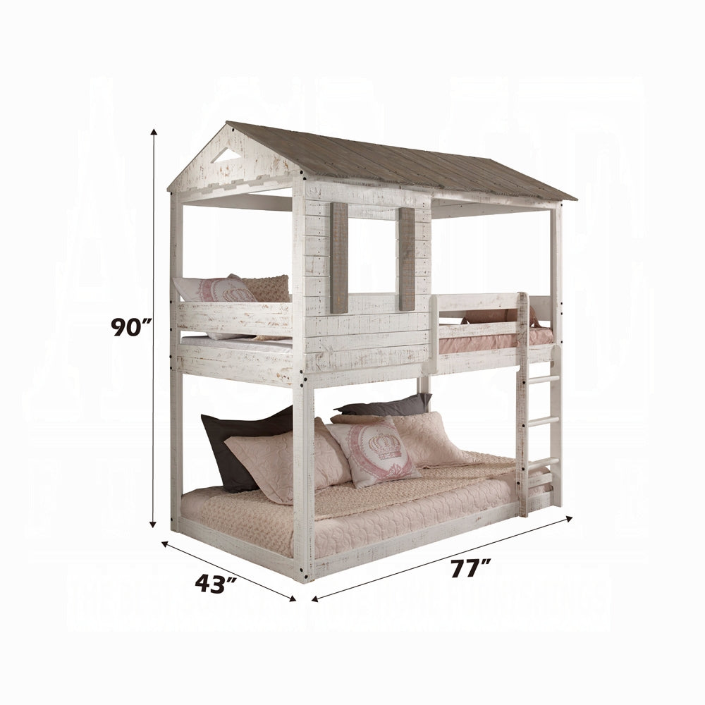 Teenager Dorothy Full Ivory Solid Pine Bed – Elegant Poster Style with Classic Canopy Design