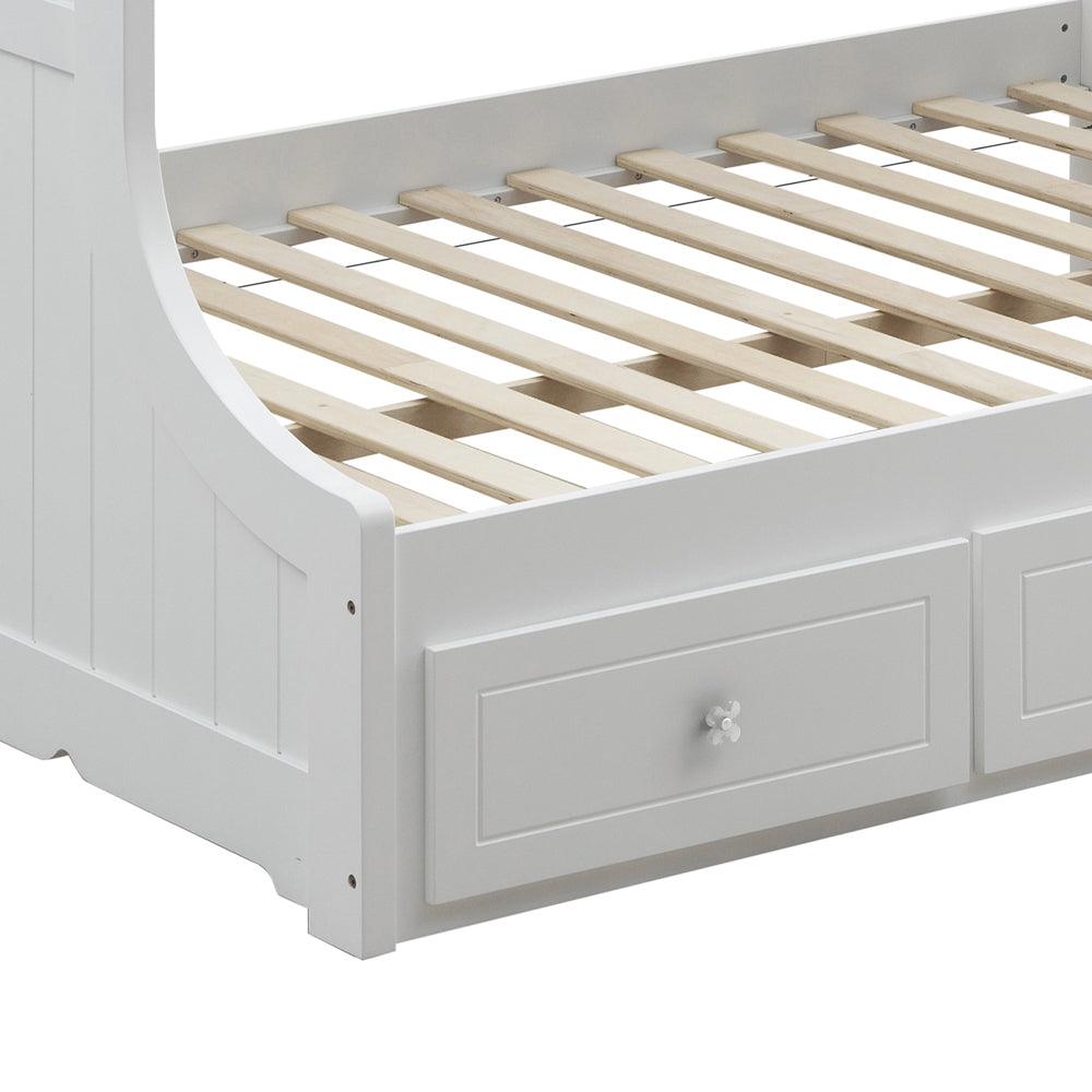 Nimble Meyer Collection Twin-Full White Bunk Bed – Storage, Compact & Stylish