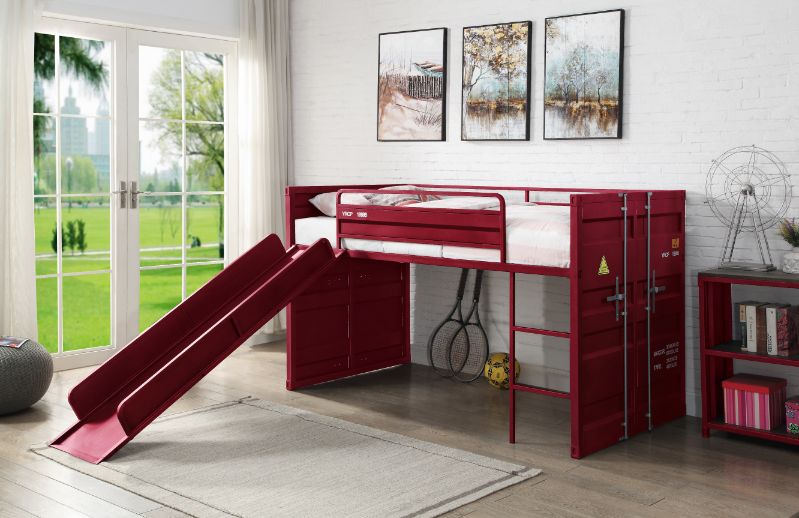 Rochester Cargo Teenager Twin Metal Loft Bed Space-Saving Slide Design