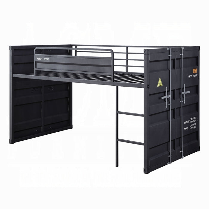 Cargo Twin Loft Bed w/Slide, Gunmetal Finish