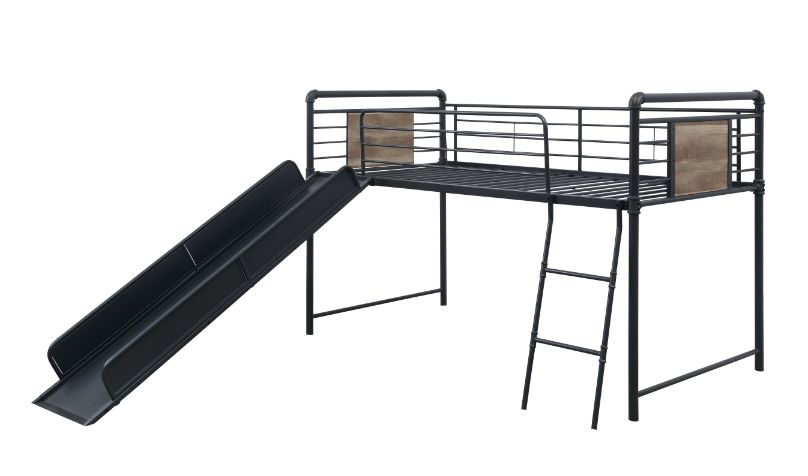 Giriraj Cordelia Twin Loft Bed Slide, Guardrails & Ladder, Rustic Finish