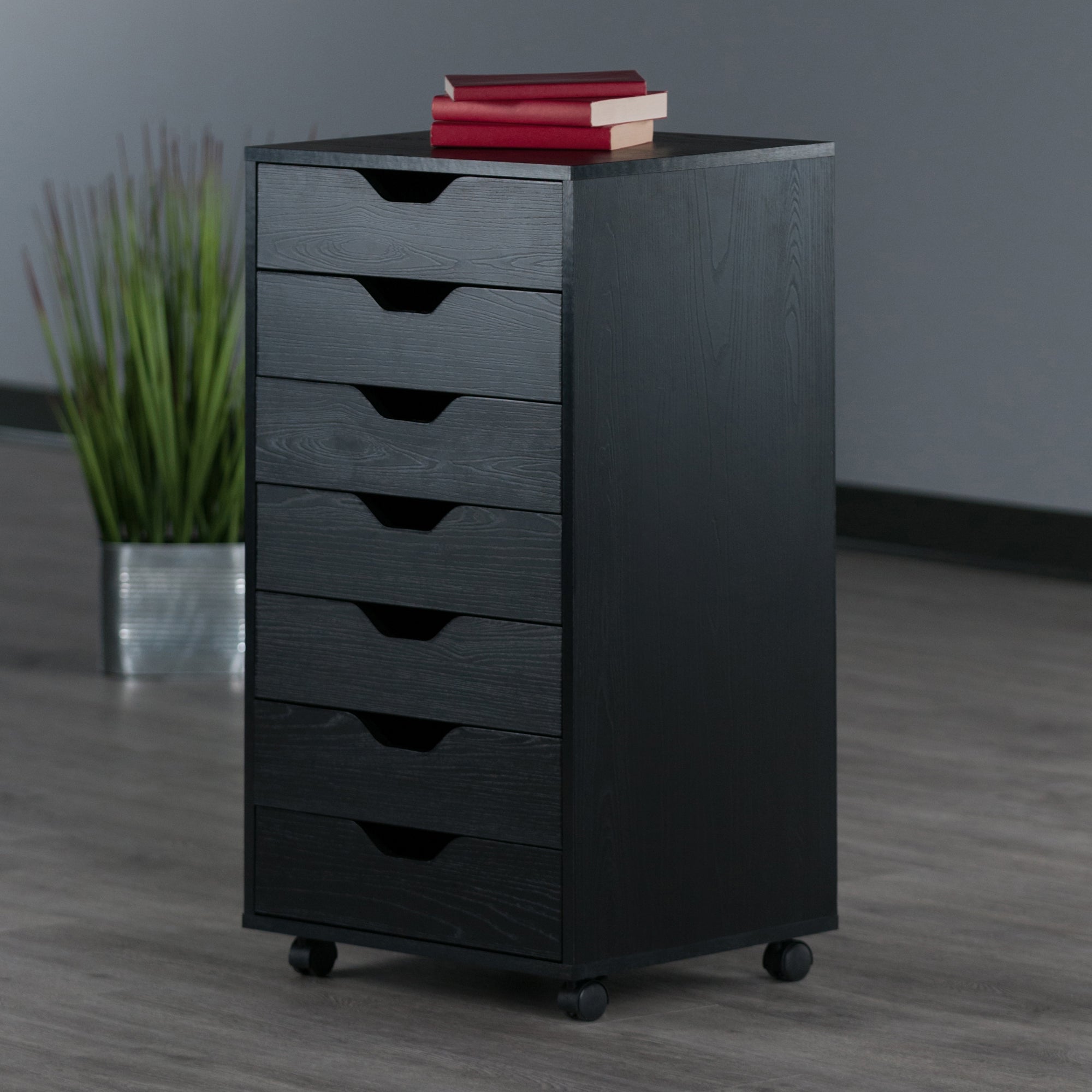 Halifax 7-Drawer Mobile Cabinet, Black