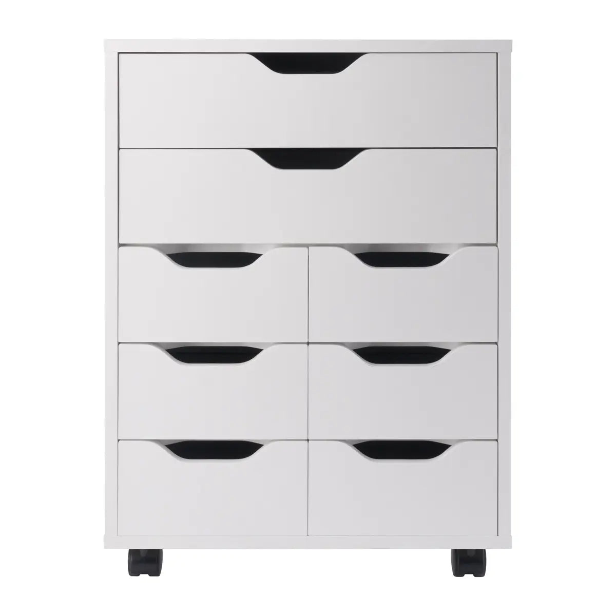 Norfolk 6 Bins, 2 Drawer Mobile Cabinet, White Finish