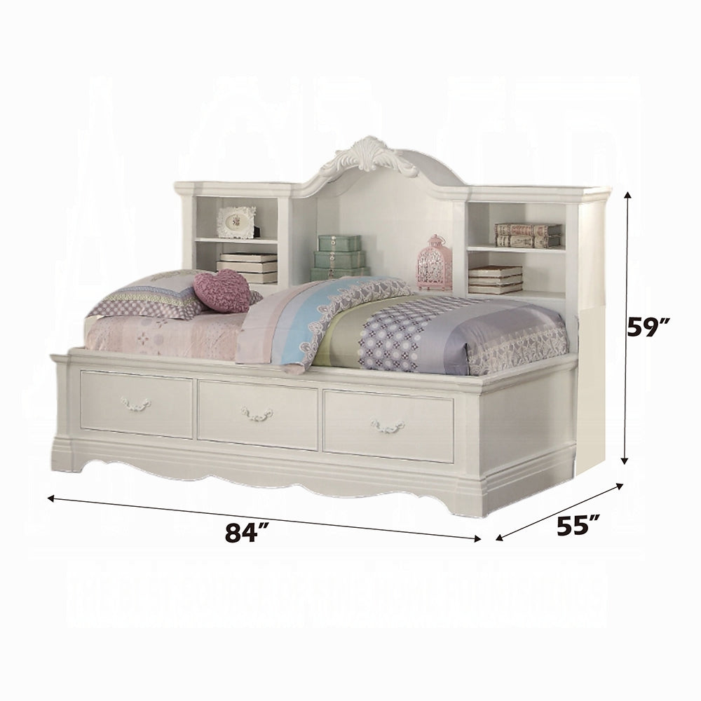 Rosalie Estrella Collection Twin Daybed White Wood – Sleek Design with Storage Drawers