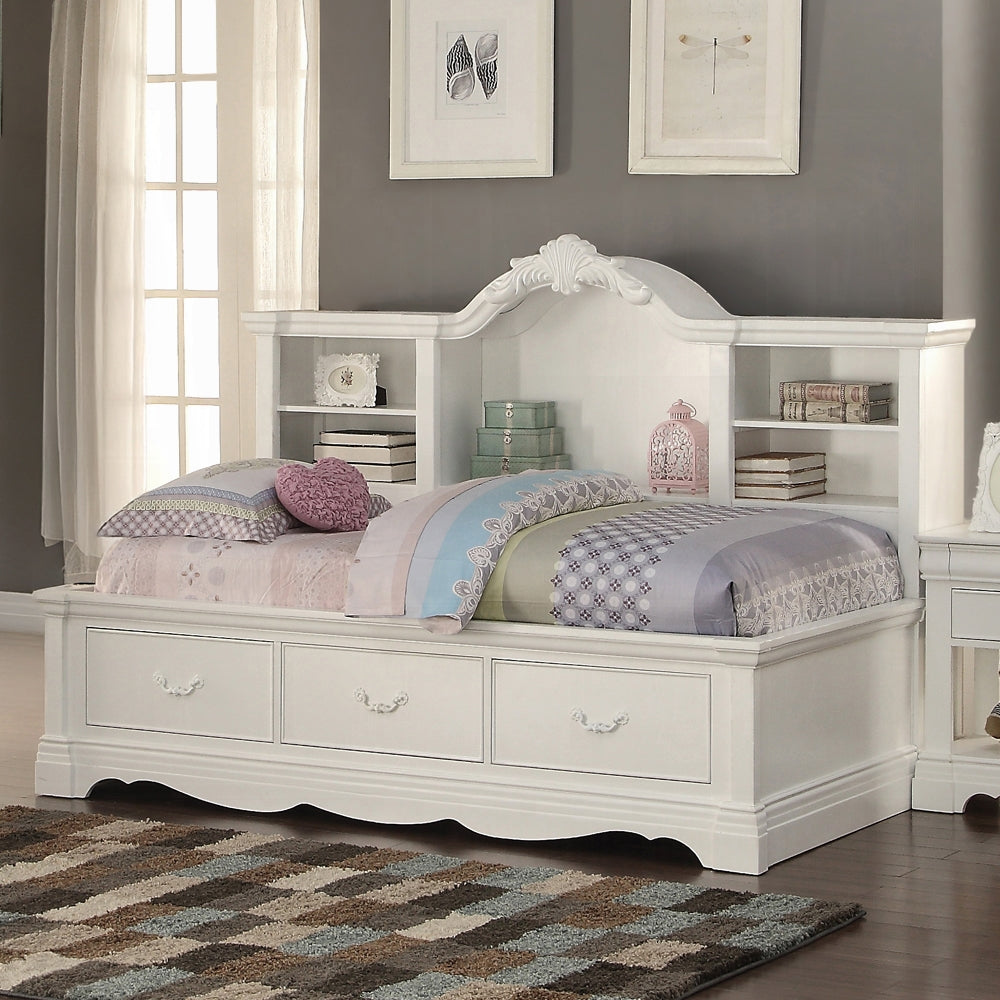 Rosalie Estrella Collection Twin Daybed White Wood – Sleek Design with Storage Drawers