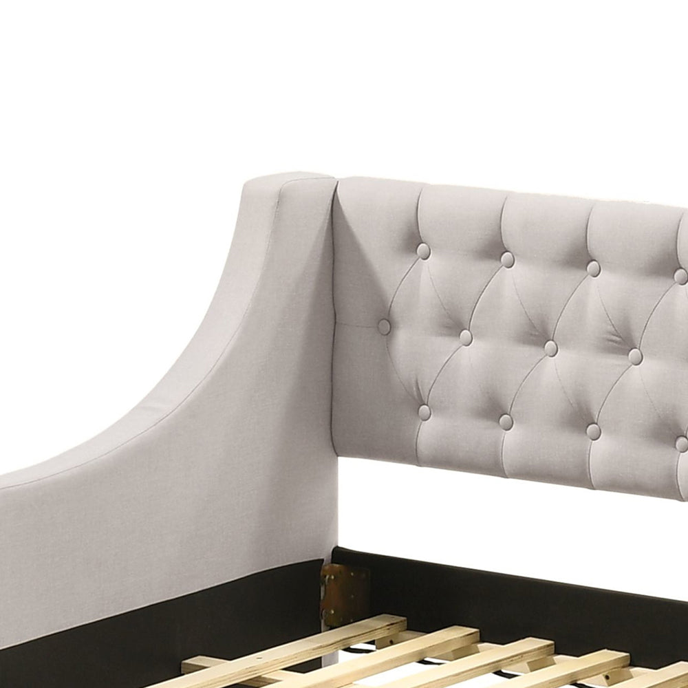Fog Lianna Full Fog Fabric Daybed with Twin Trundle Button-Tufted Guest Bed with StorageLianna Full Fog Fabric Daybed with Twin Trundle Button-Tufted Guest Bed with Storage