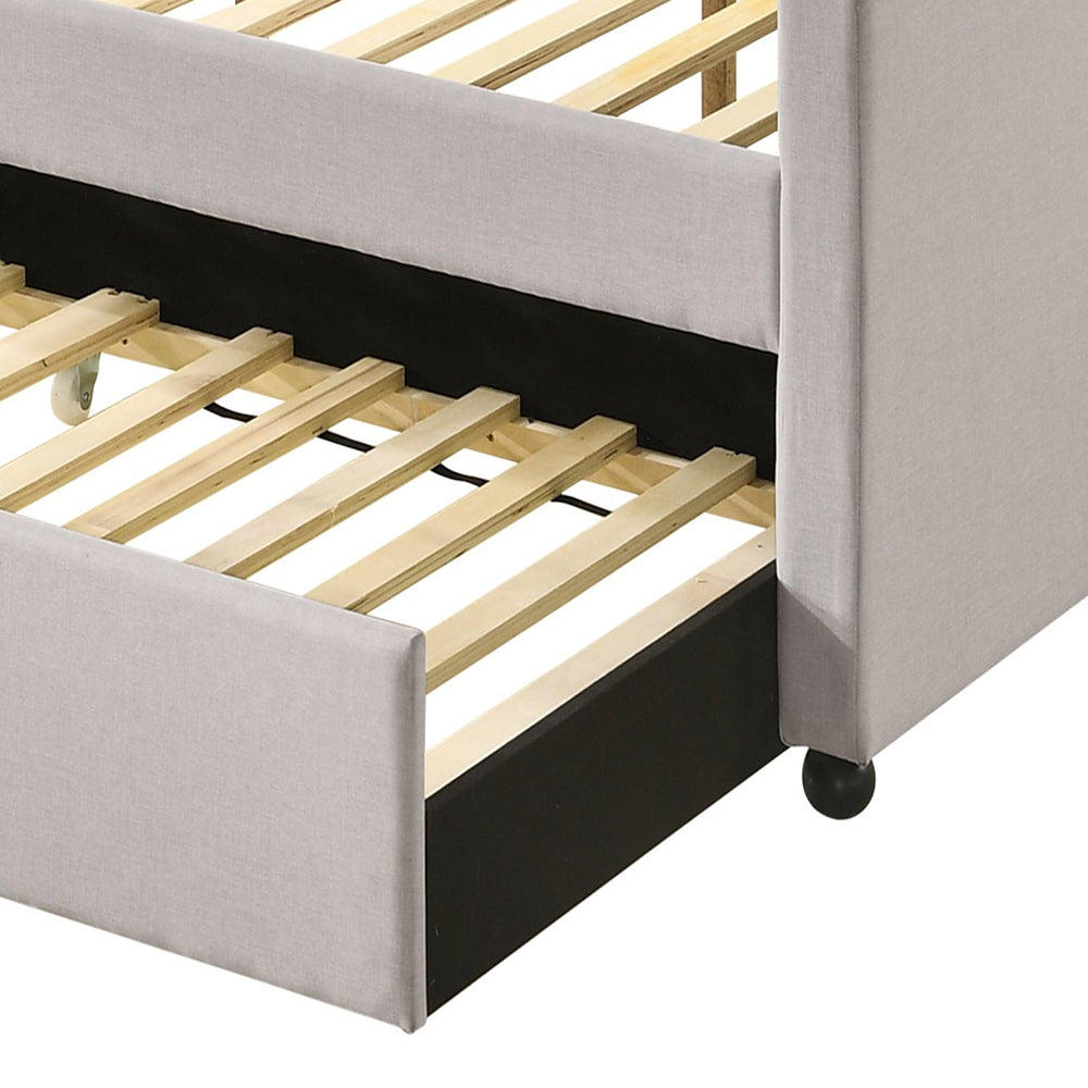 Fog Lianna Full Fog Fabric Daybed with Twin Trundle Button-Tufted Guest Bed with StorageLianna Full Fog Fabric Daybed with Twin Trundle Button-Tufted Guest Bed with Storage