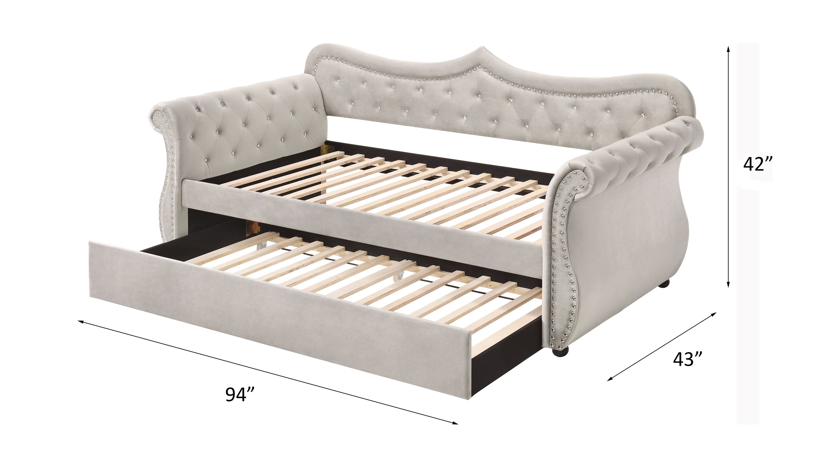 Adkins Daybed w/Trundle (Twin), Beige Linen
