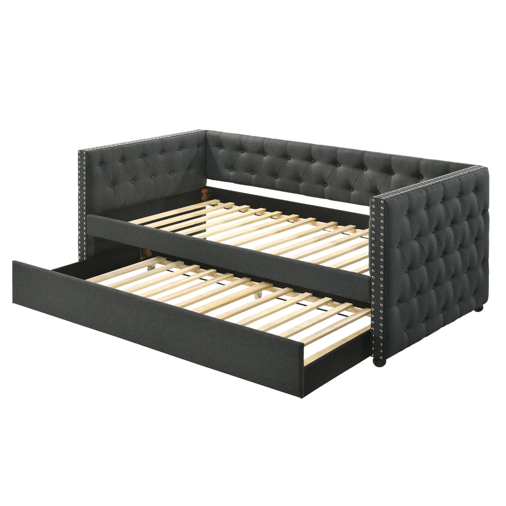 Romona Daybed w/Trundle (Twin), Gray Fabric