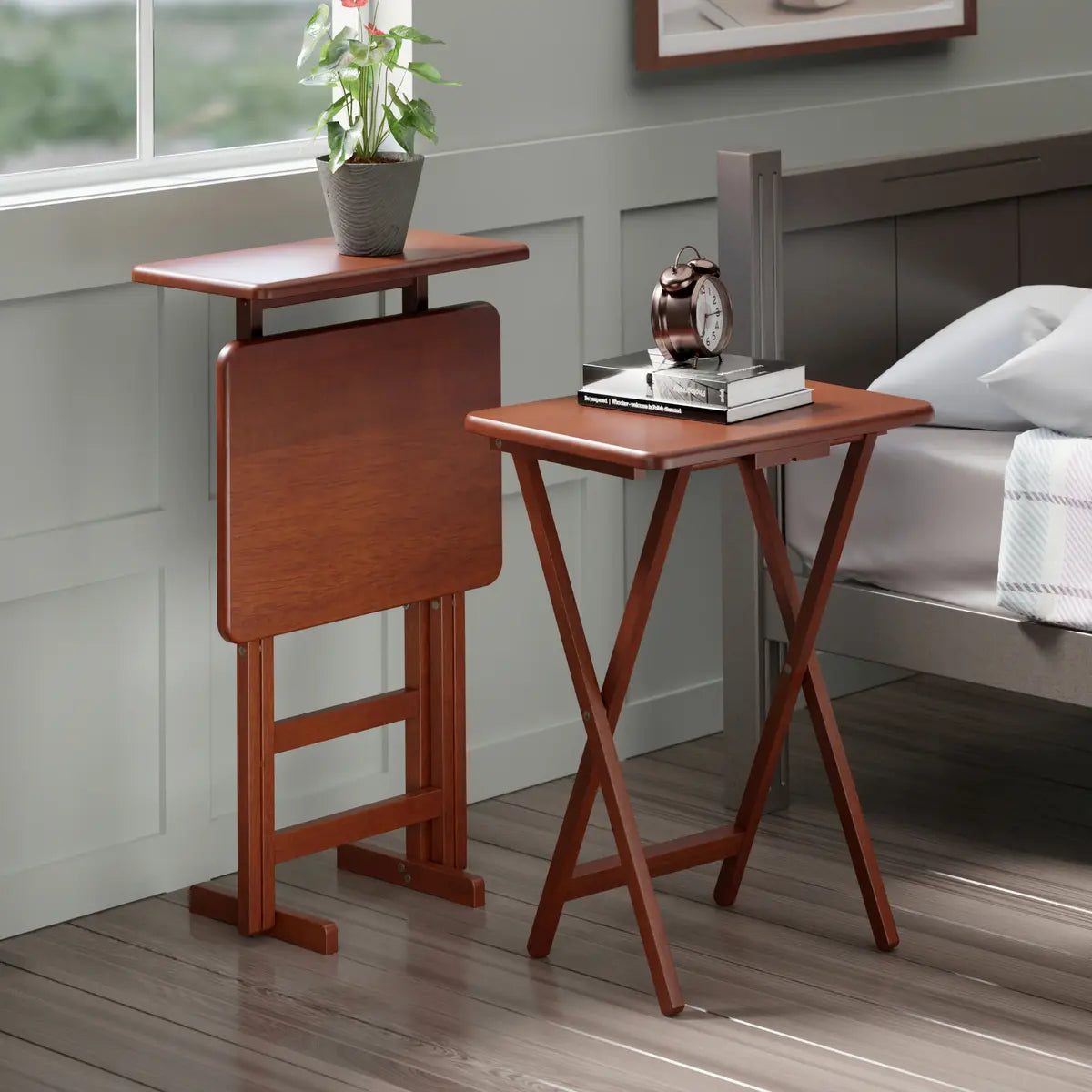Riley 3-Pc Set Snack Table, Walnut Finish