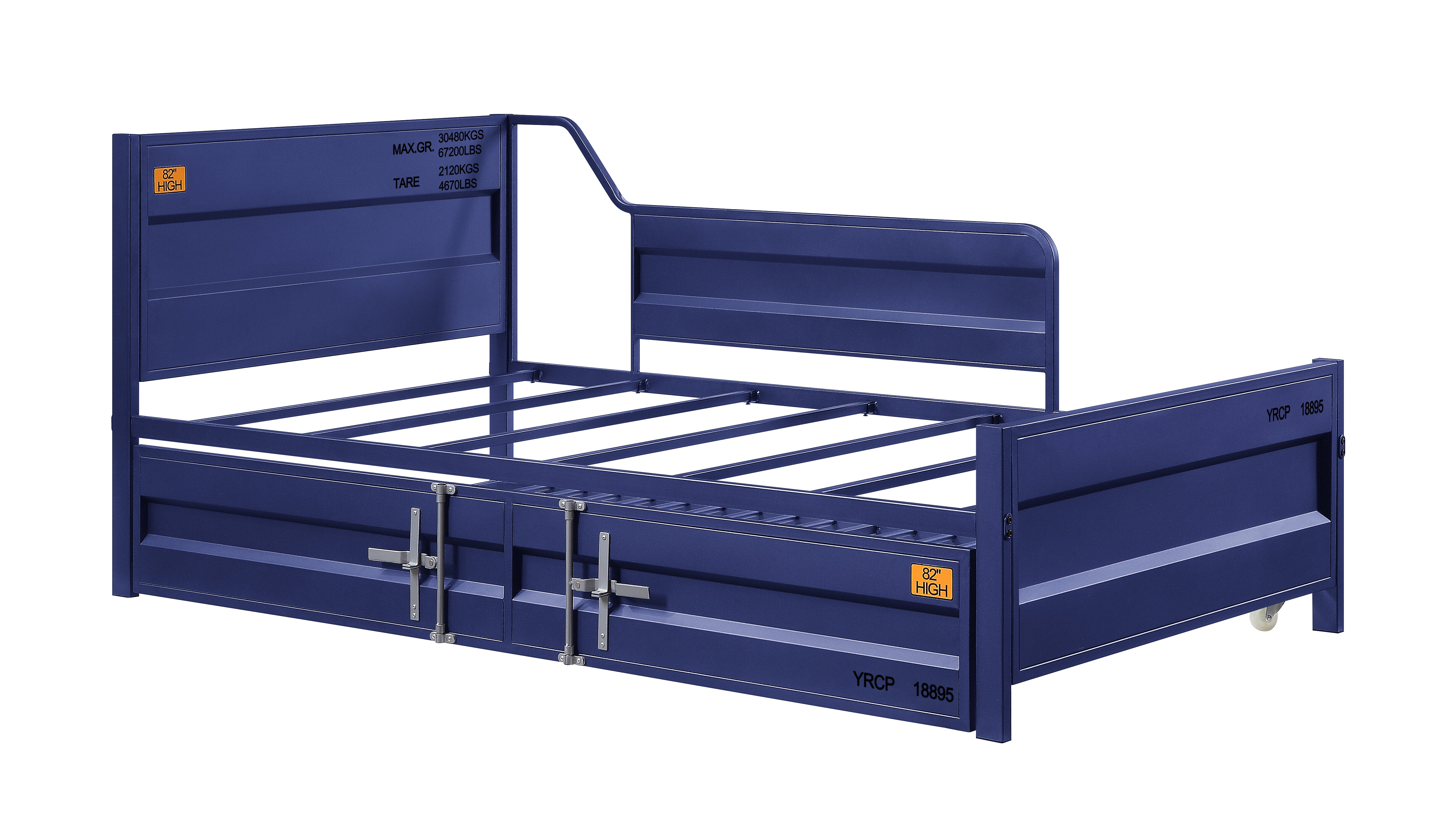 Ventura Cargo Twin Gunmetal Metal Daybed with Trundle Industrial Space-Saving Design