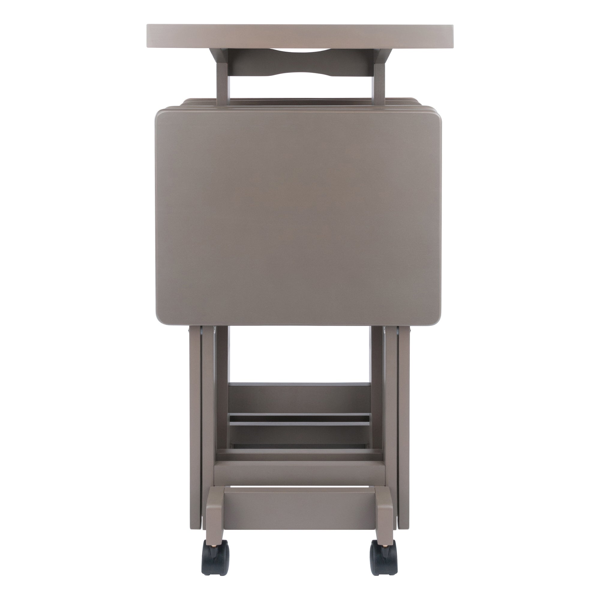 Isabelle 6-Pc Snack Table Set with Removable Serving Tray, Oyster Gray