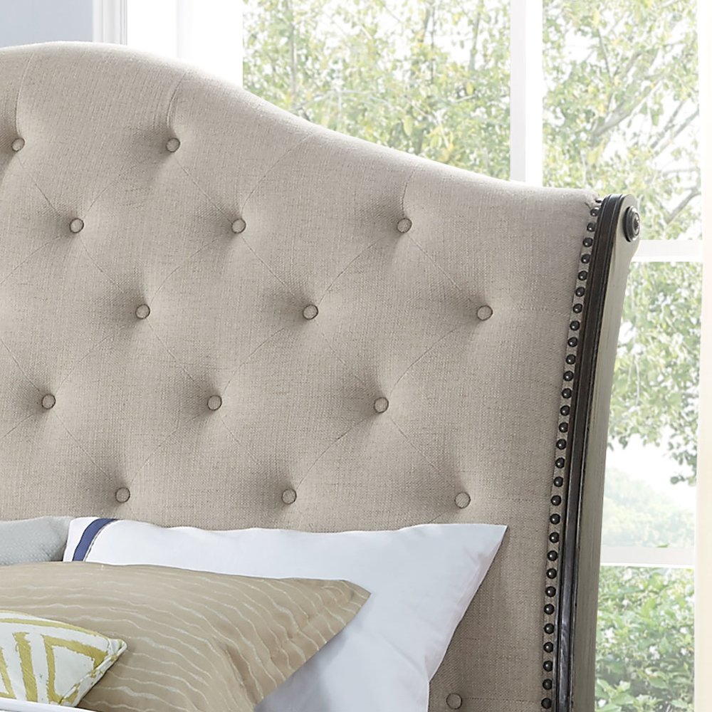 Heirloom Rhapsody Queen Wood Sleigh Bed – Traditional Curved Headboard Design