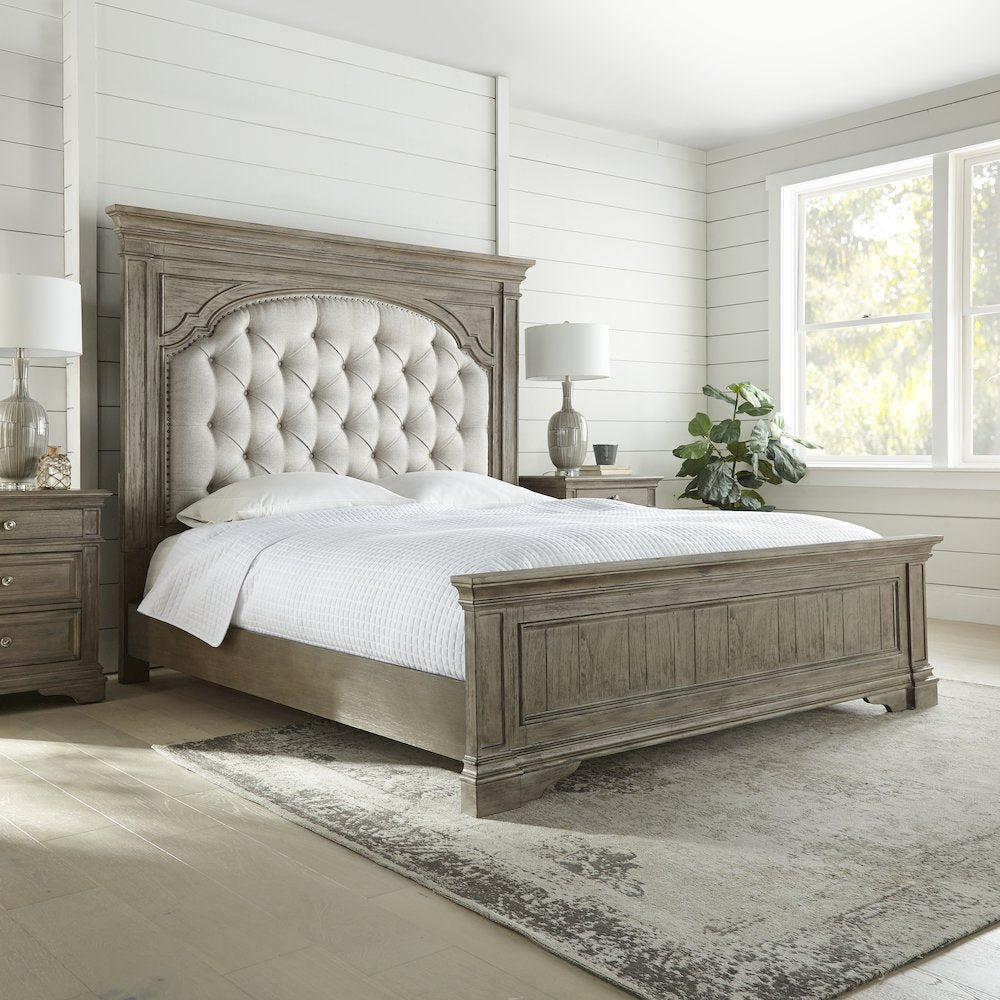 Legrand Highland Park Queen Rustic Driftwood Wood Bed – Panel Headboard with Footboard