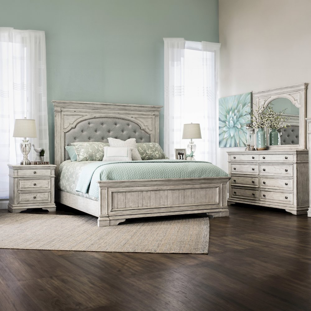Highland Park Queen Bed - Rustic Ivory
