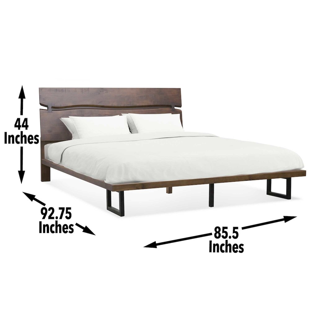 Ayu Pasco King Brown Wood Bed – Mid-Century Style with Slatted Headboard