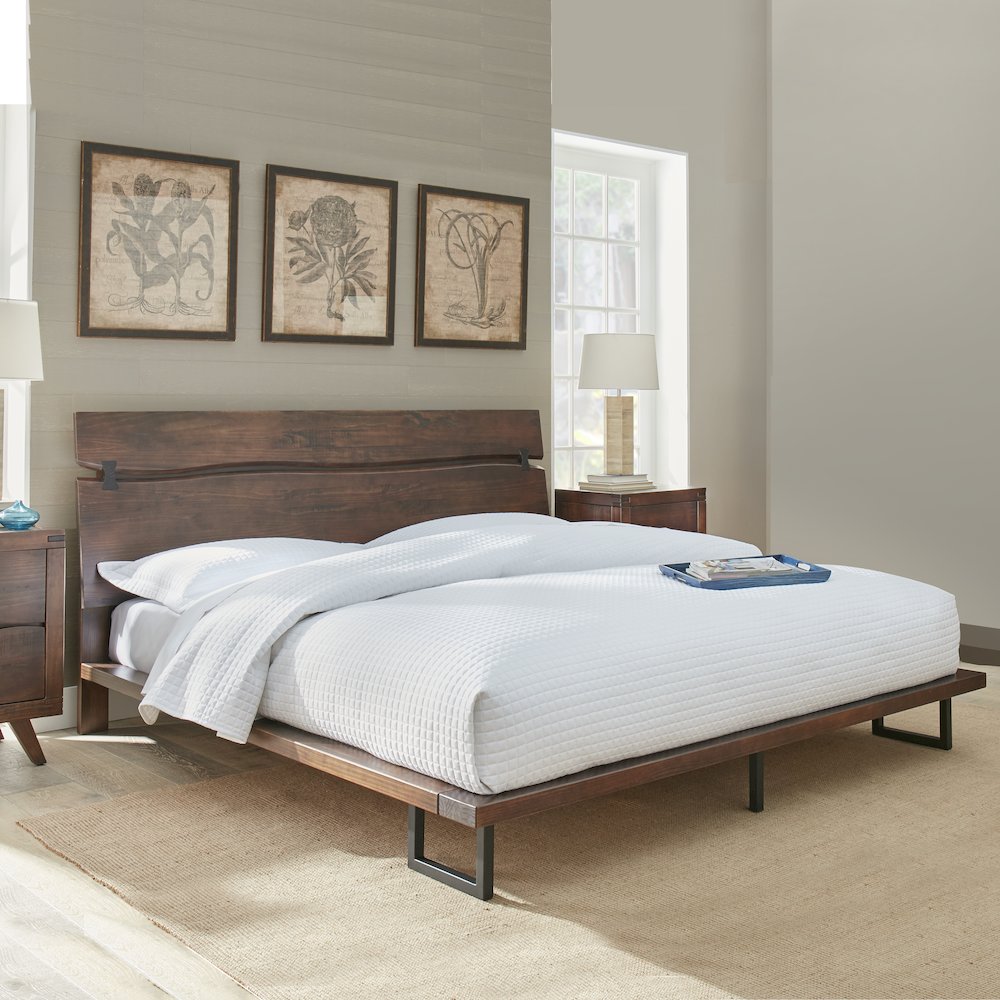 Ayu Pasco Queen Dark Brown Wood Bed – Modern Panel Headboard
