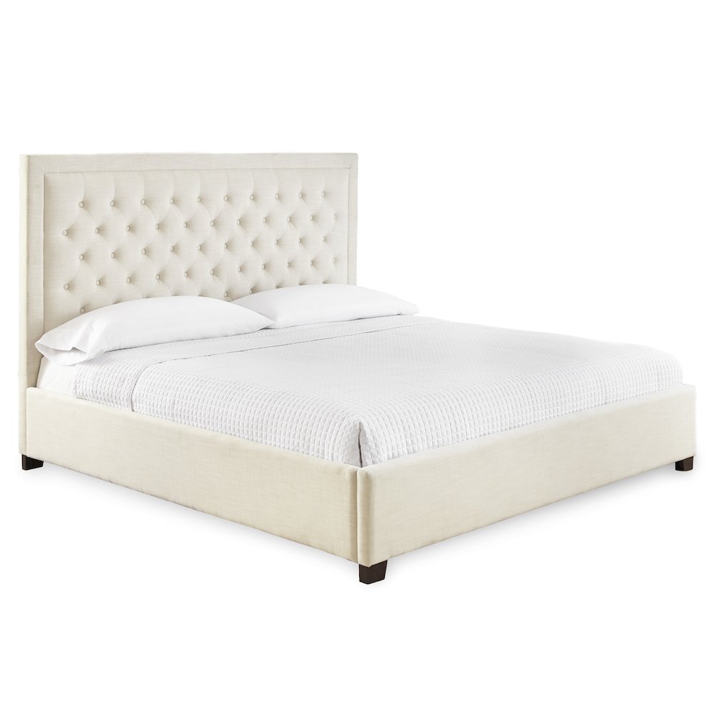 Calidore Isadora Collection King Bed in White – Sleek Upholstered Frame for Modern Bedrooms