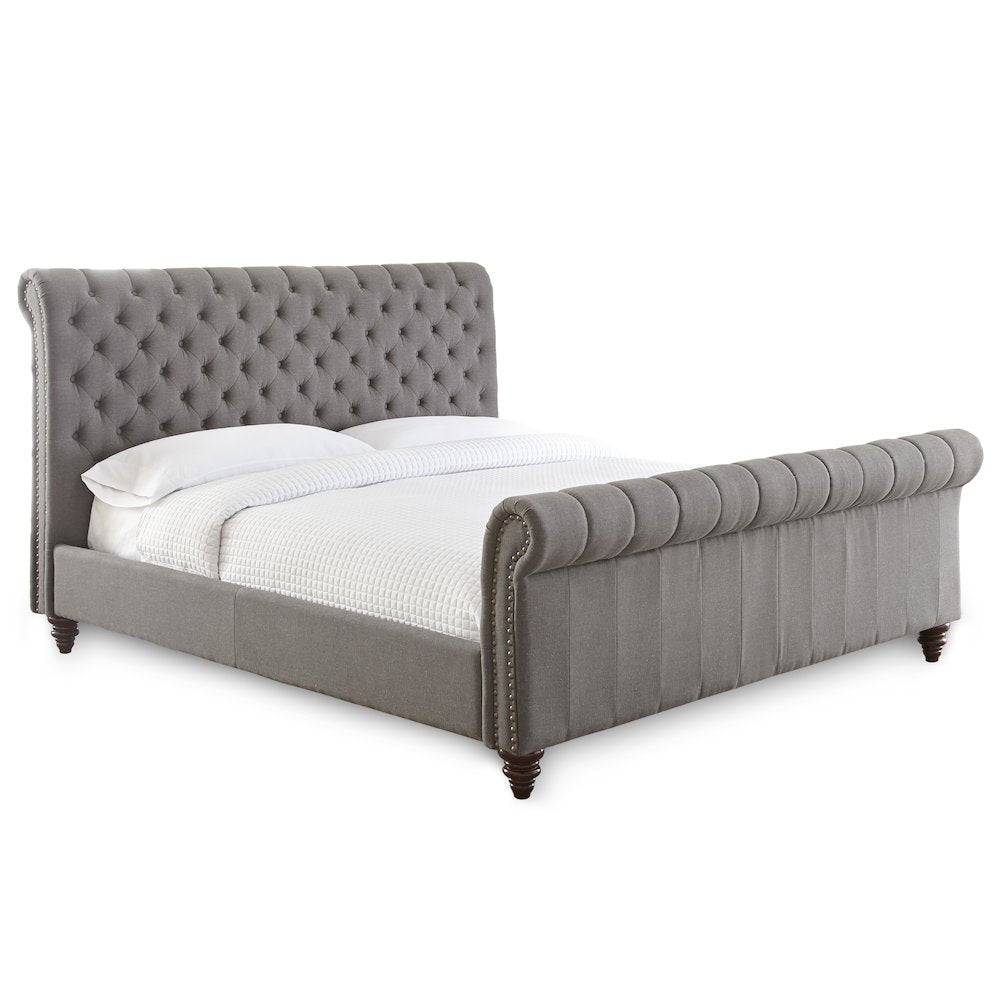 Fuller Swanson King Bed Gray – Contemporary Style with Padded Headboard