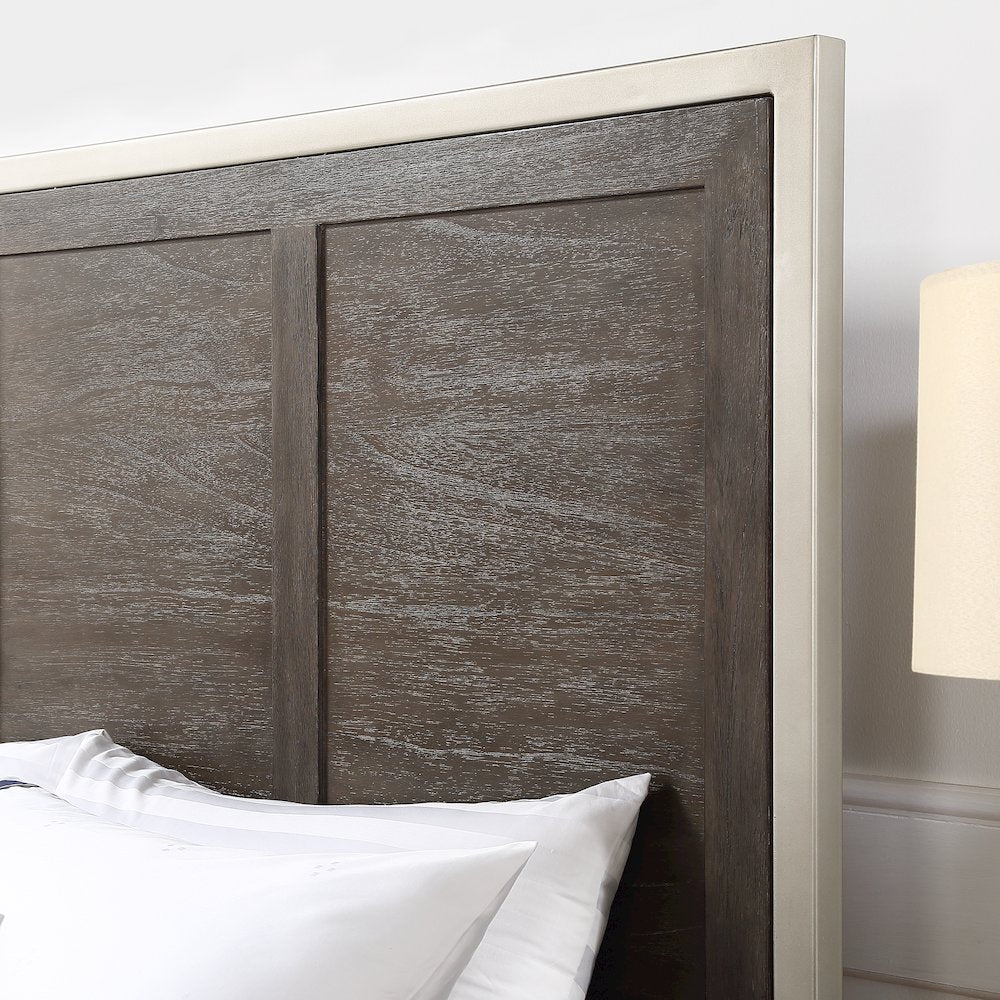 Champagne Broomfield Queen Distressed Wood Bed Rustic Farmhouse Look