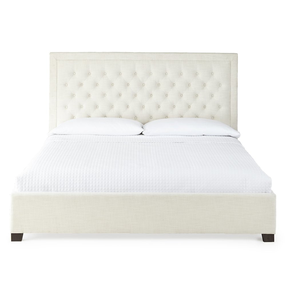 Calidore Isadora Collection King Bed in White – Sleek Upholstered Frame for Modern Bedrooms