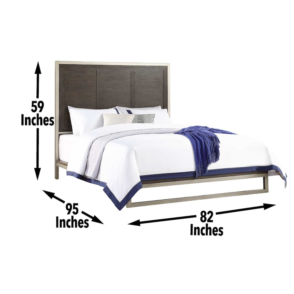 Jeanne Broomfield King Brown Wood Bed Rustic Panel Design with Storage Headboard