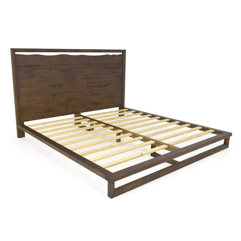 Benton Lofton Queen Brown Wood Platform Bed – Modern Low-Profile Frame