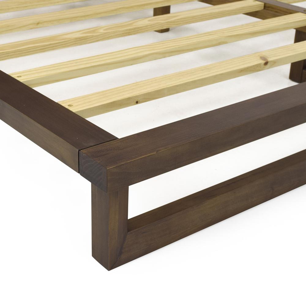 Benton Lofton Queen Brown Wood Platform Bed – Modern Low-Profile Frame