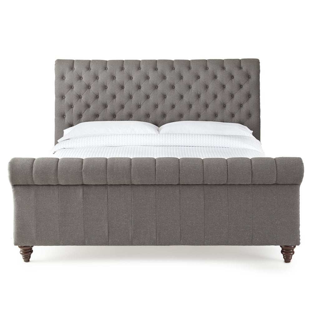Fuller Swanson King Bed Gray – Contemporary Style with Padded Headboard