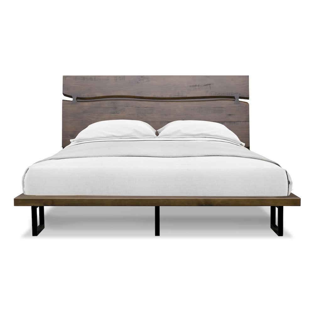 Ayu Pasco Queen Dark Brown Wood Bed – Modern Panel Headboard