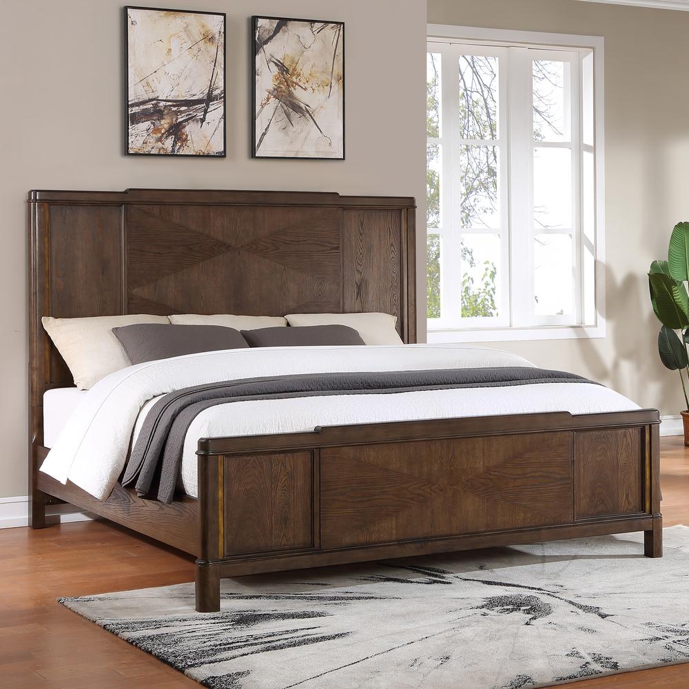 Jacey Milan Collection King Size Upholstered Bed – Contemporary Design with Wood Slats