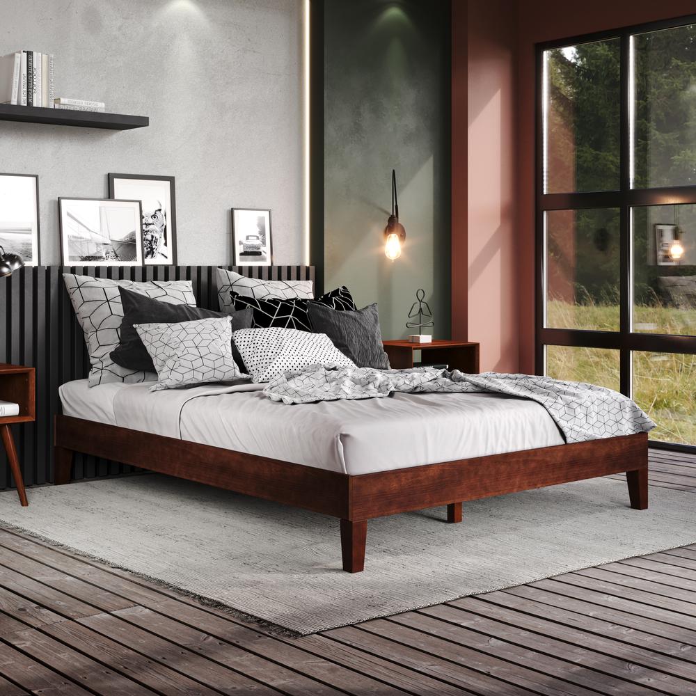 Celsie Nix Collection Full Size Platform Bed Natural Wood – Scandinavian Style with Clean Lines