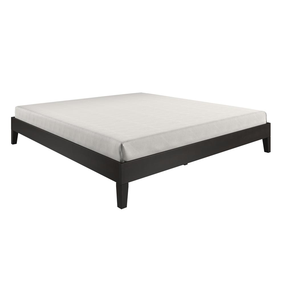 Celsie Nix Collection King Size White Platform Bed – Solid Wood, Clean Modern Lines