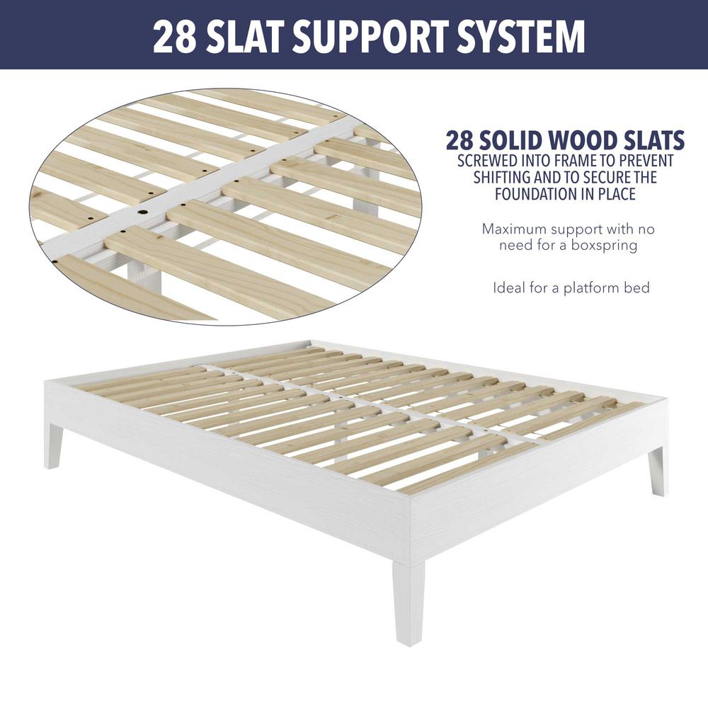 Celsie Nix Collection King Size White Platform Bed – Solid Wood, Clean Modern Lines