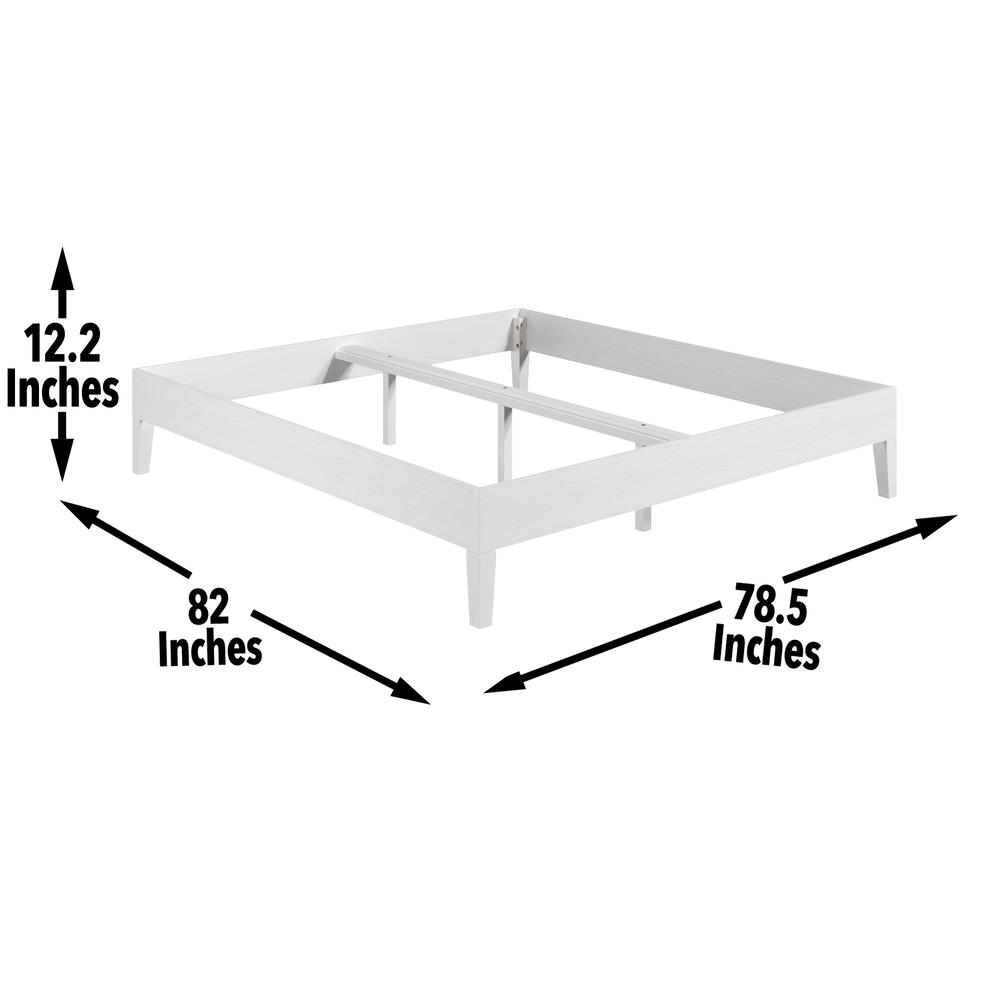 Celsie Nix Collection King Size White Platform Bed – Solid Wood, Clean Modern Lines