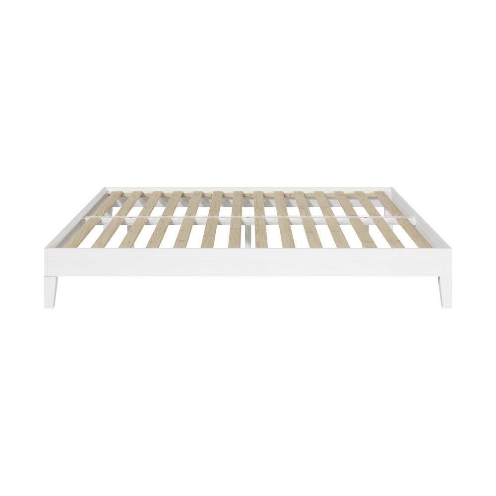 Celsie Nix Collection King Size White Platform Bed – Solid Wood, Clean Modern Lines