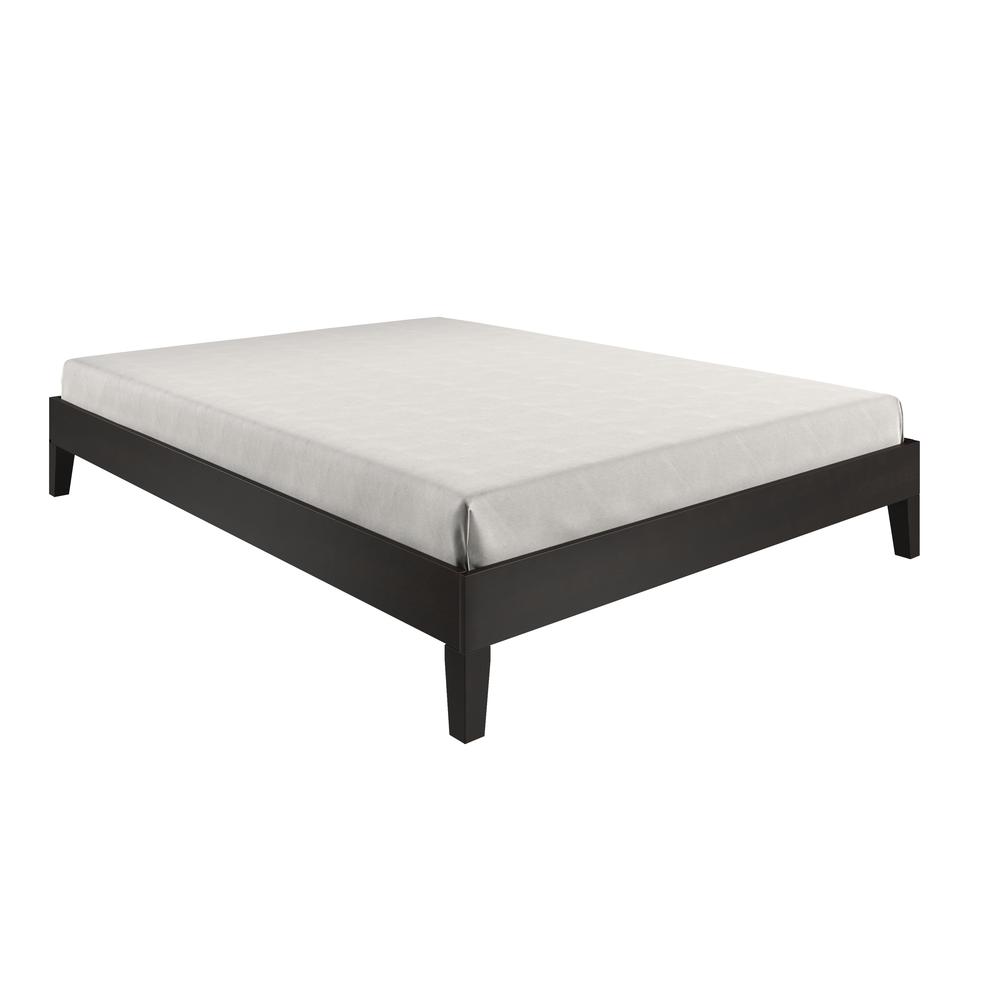 Celsie Nix Collection Queen White Platform Bed – Minimalist Style with Solid Wood Frame