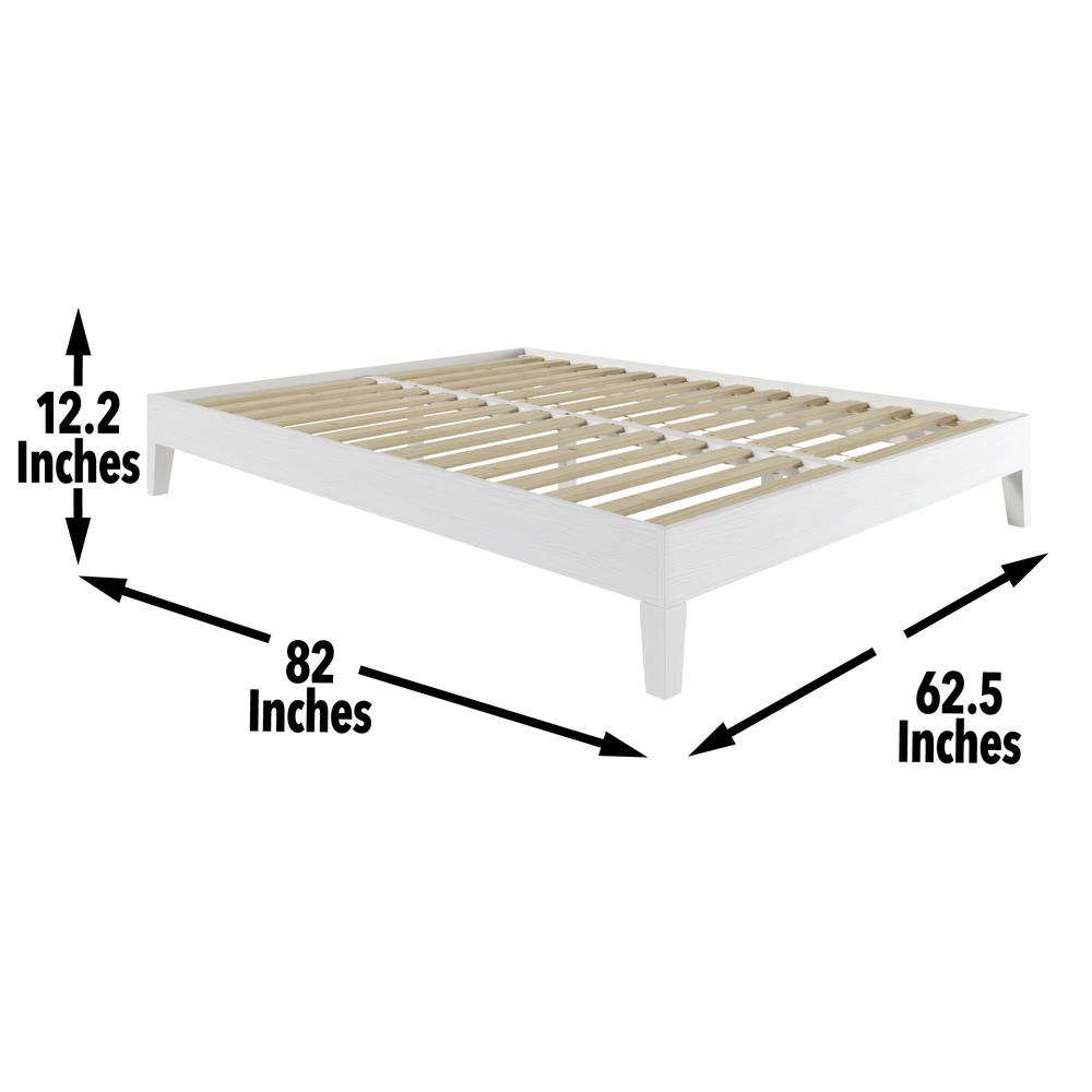 Celsie Nix Collection Queen White Platform Bed – Minimalist Style with Solid Wood Frame