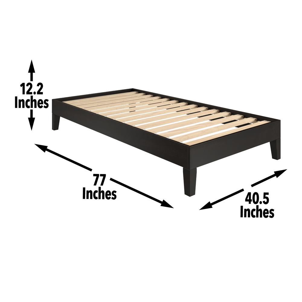 Celsie Nix Twin Platform Bed Black – Minimalist Wood Frame with Slats