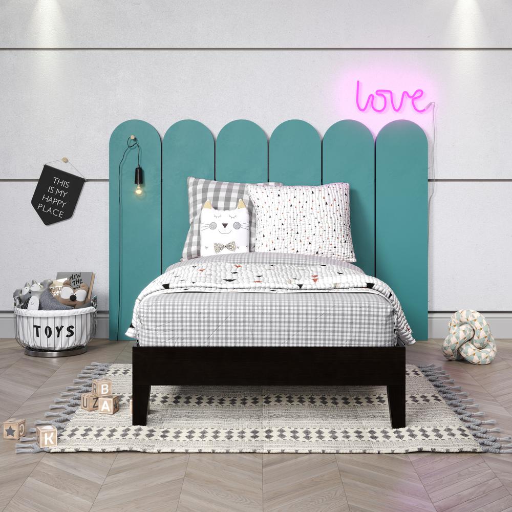 Celsie Nix Twin Platform Bed Black – Minimalist Wood Frame with Slats