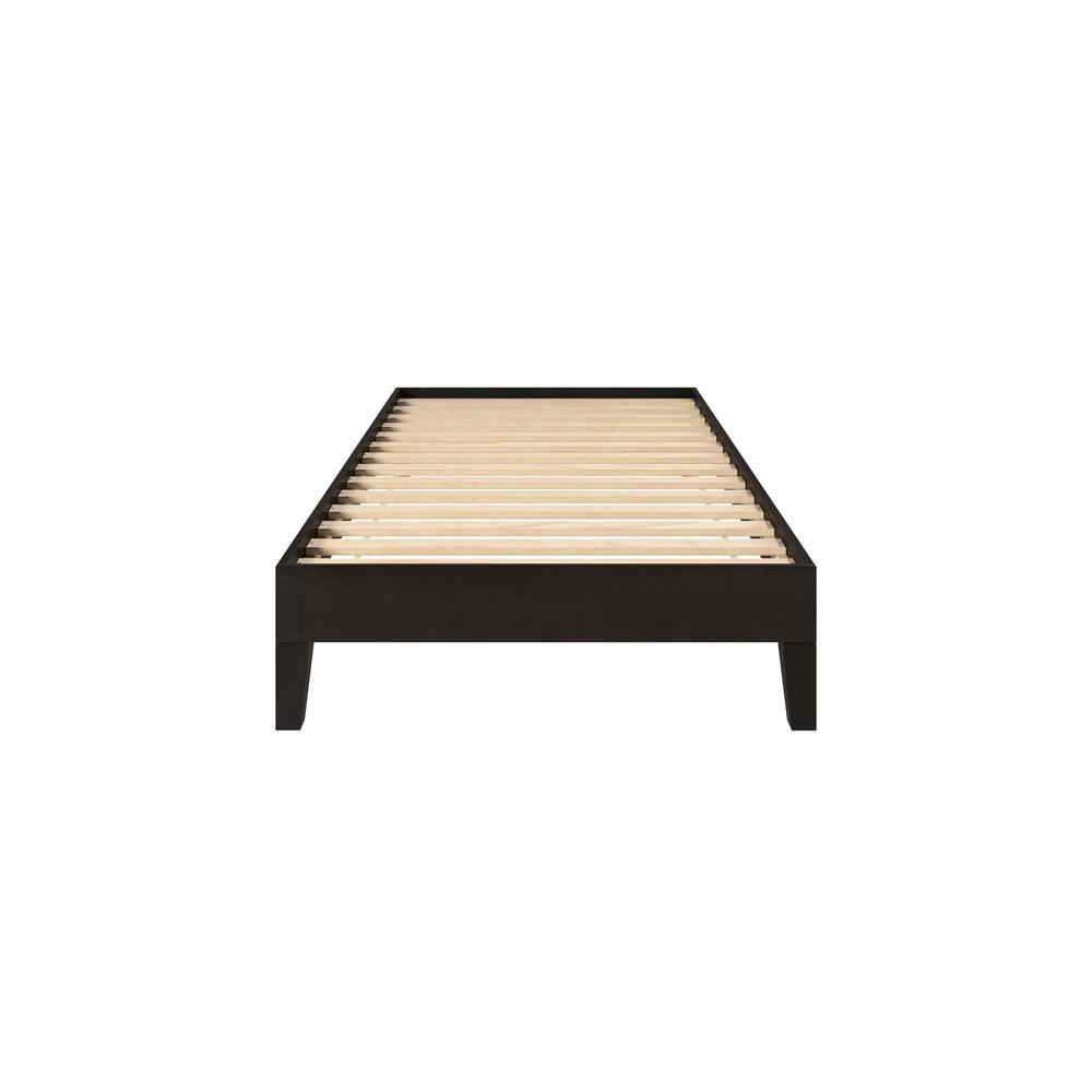 Celsie Nix Twin Platform Bed Black – Minimalist Wood Frame with Slats