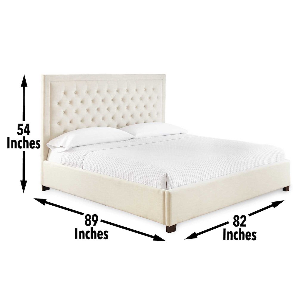 Calidore Isadora Collection King Bed in White – Sleek Upholstered Frame for Modern Bedrooms
