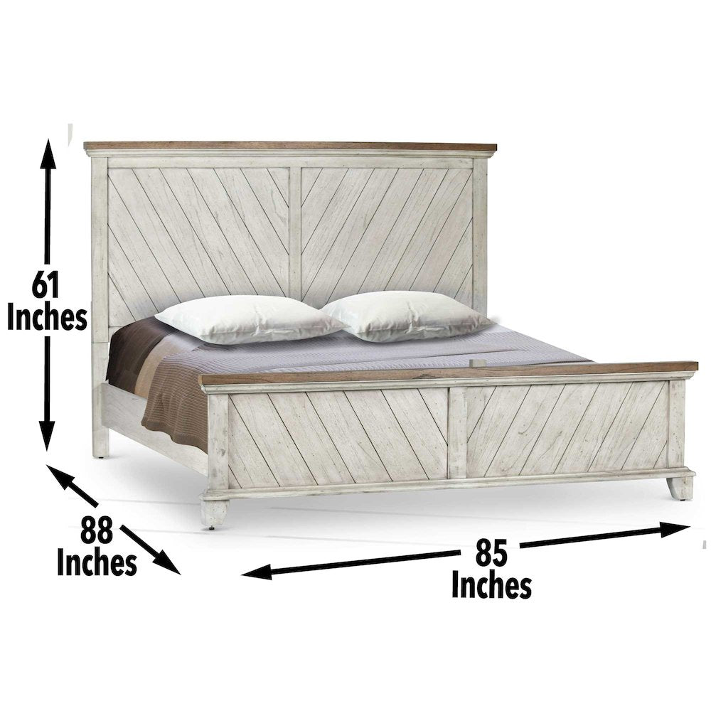 Chevron Bear Creek King Brown Wood Bed – Rustic Farmhouse Panel Design