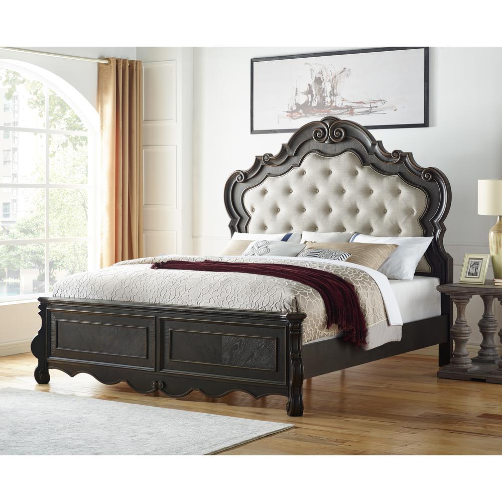 Nira Rhapsody Collection Queen Upholstered Bed – Modern Sleigh Design, Padded Headboard