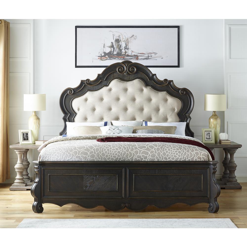 Nira Rhapsody Collection Queen Upholstered Bed – Modern Sleigh Design, Padded Headboard