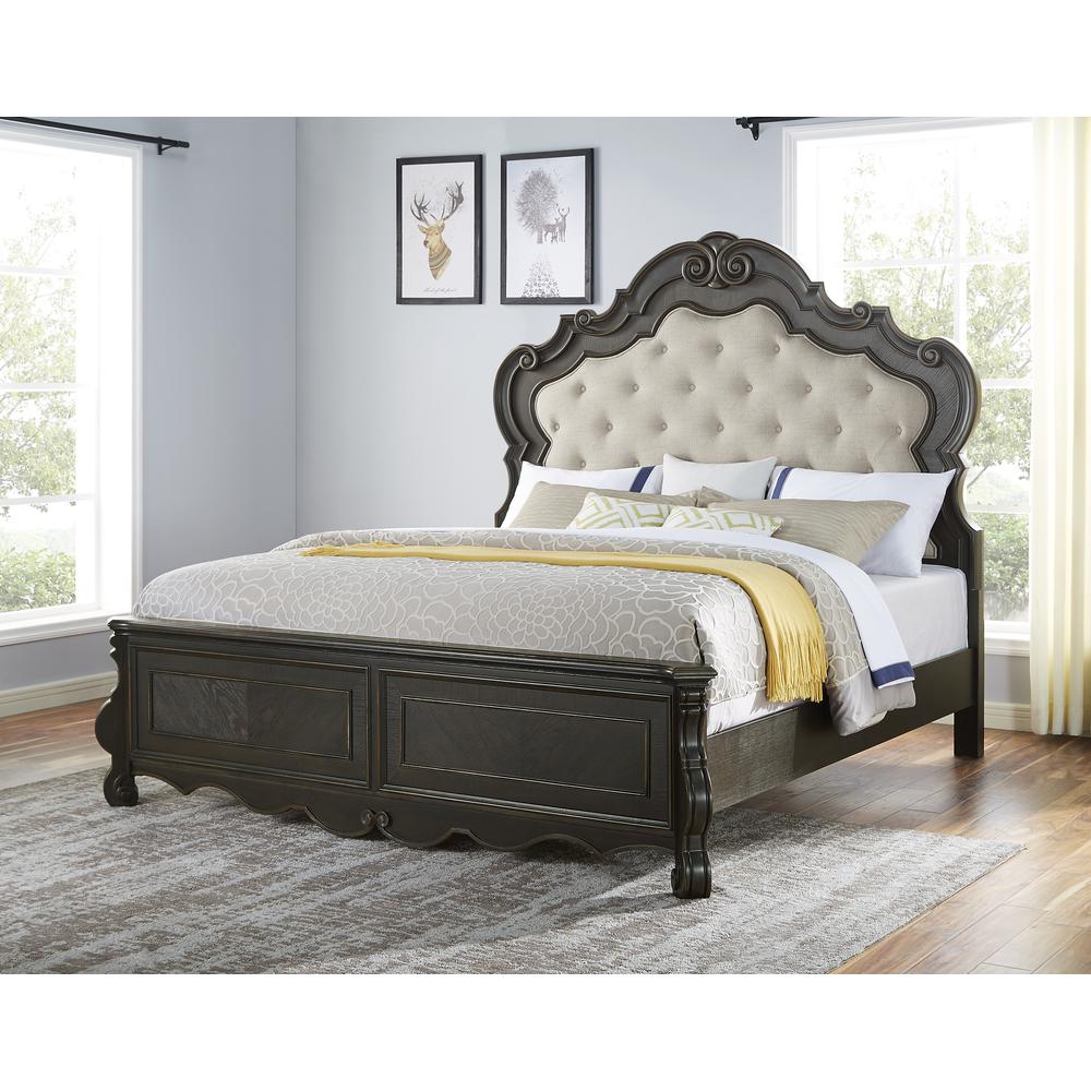 Nira Rhapsody Collection Queen Upholstered Bed – Modern Sleigh Design, Padded Headboard