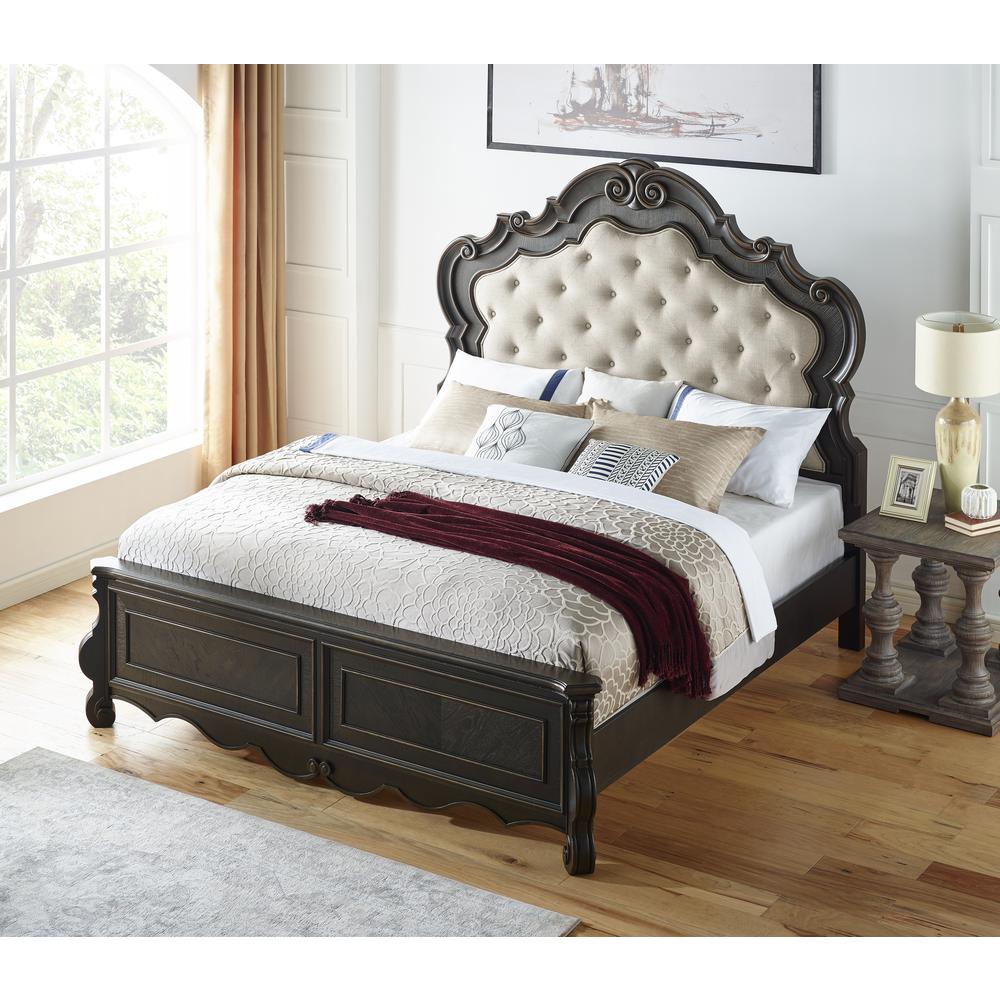 Nira Rhapsody Collection Queen Upholstered Bed – Modern Sleigh Design, Padded Headboard