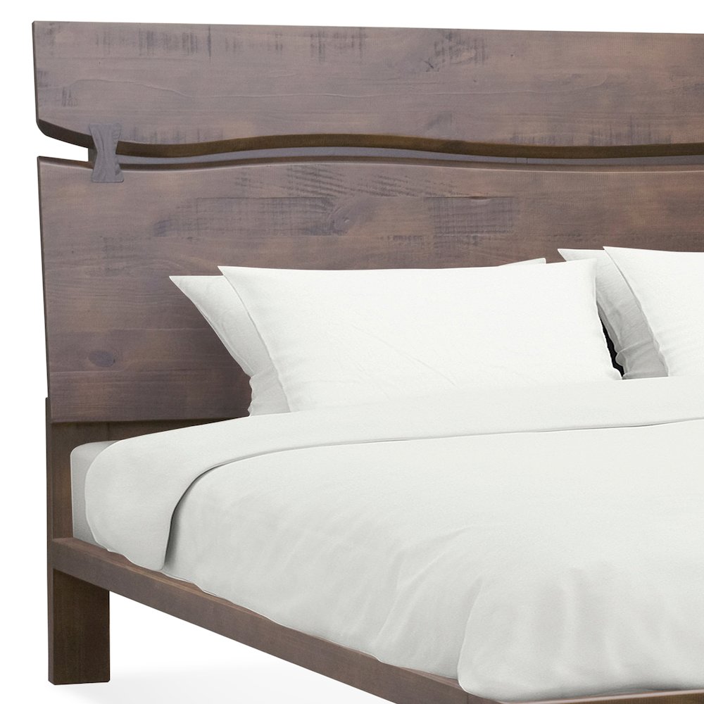 Ayu Pasco Queen Dark Brown Wood Bed – Modern Panel Headboard