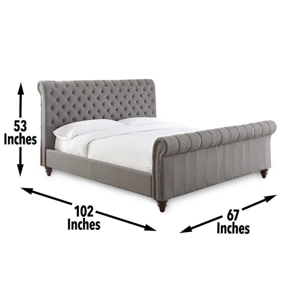Swanson Collection Queen Bed Gray – Upholstered Headboard & Sleek Style