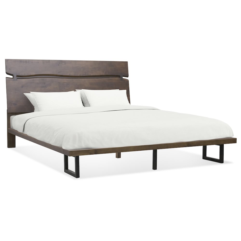 Ayu Pasco Queen Dark Brown Wood Bed – Modern Panel Headboard